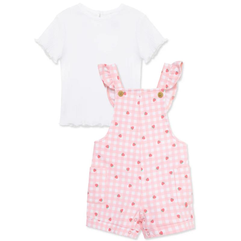 Little Me - Baby Girl Strawberry Knit Shortall Set Pink Image 2
