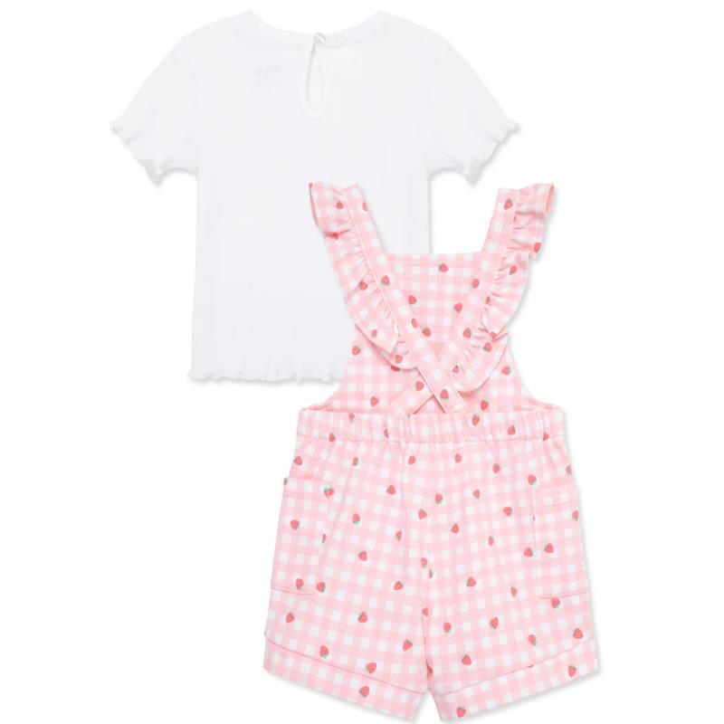 Little Me - Baby Girl Strawberry Knit Shortall Set Pink Image 4