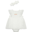 Little Me - Baby Girl Strawberry Popover, Ivory Image 1
