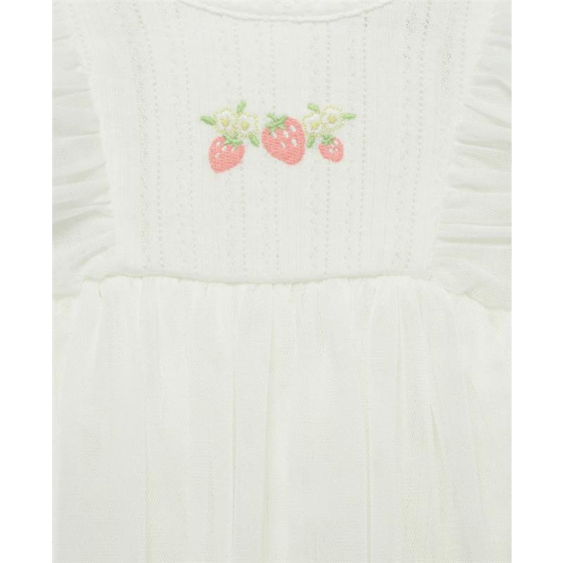 Little Me - Baby Girl Strawberry Popover, Ivory Image 2
