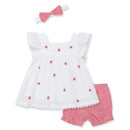 Little Me - Baby Girl Strawberry Woven Short Set & Headband Image 1