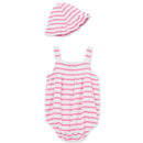 Little Me - Baby Girl Striped Bubble Hat, Pink Image 2