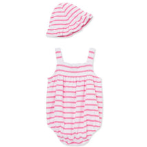 Little Me - Baby Girl Striped Bubble Hat, Pink Image 2