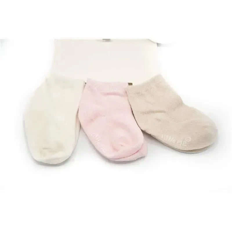 Little Me Beige/White/Pink 6pk Warm Baby Girl Socks Image 3