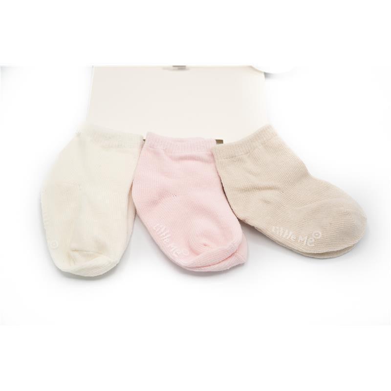Little Me Beige/White/Pink 6pk Warm Baby Girl Socks Image 3