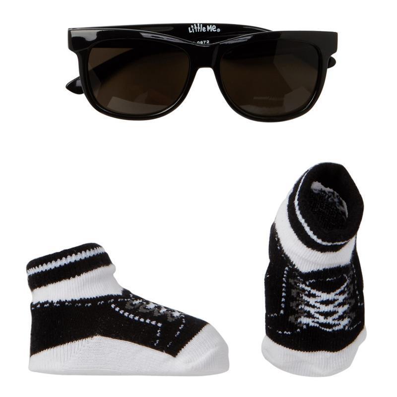 Little Me Black Sunglasses With Matching Sneaker Booties Image 1