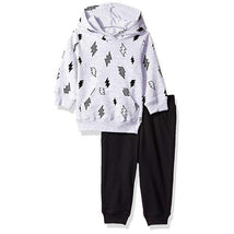 Little Me Bolts Sweatshirt Set, Black & White Image 1