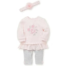 Little Me Bountiful Roses Legging Set - Heather Grey Image 2