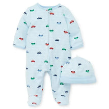 Little Me - Colorful Cars Footie, Blue Image 1