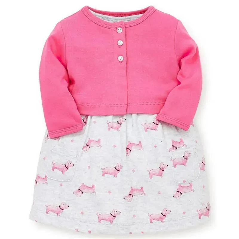 Little Me - Dachshund Dress Set, Heather Gray.