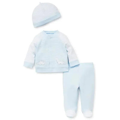 Little Me Dainty Dinos Cardigan Set White/Blue  Image 1