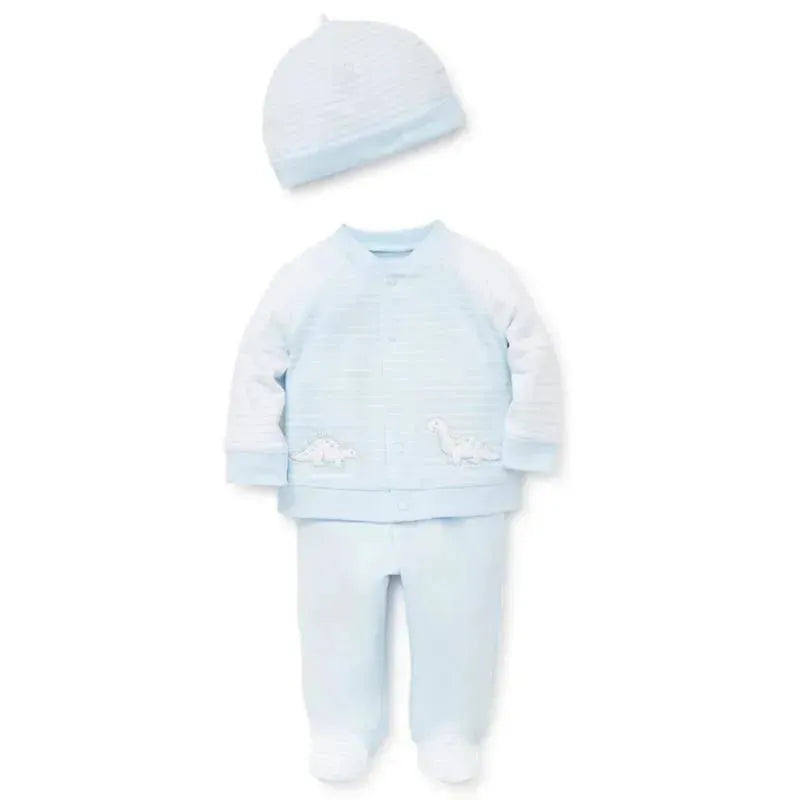 Little Me Dainty Dinos Cardigan Set White/Blue  Image 2