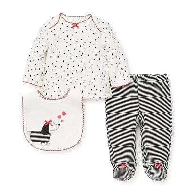 Little Me Dalmatian Lap Shoulder Dot Bib Set Black Image 1