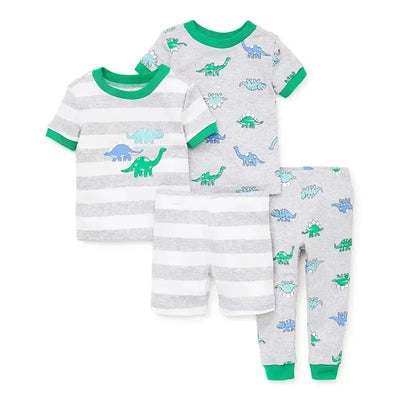 Little Me Dino 4 Pc Cotton Pj - Heather Gray Image 1