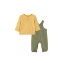 Little Me - Dino Overall Set, Olive Image 2