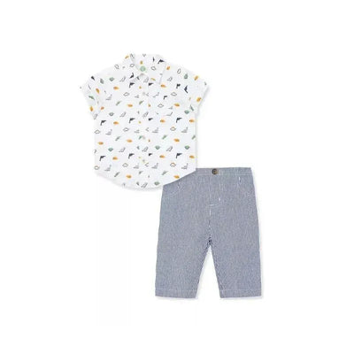 Little Me Dino Pant Set - Blue Image 1