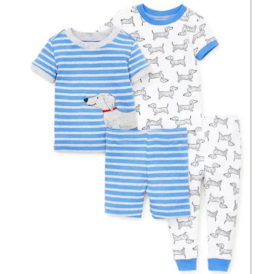 Little Me - Dog 4 Pieces Cotton Pajamas, Blue Multi Image 1