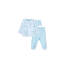 Little Me - Dreamy Bears Stripe Cardigan Set, Blue Image 1