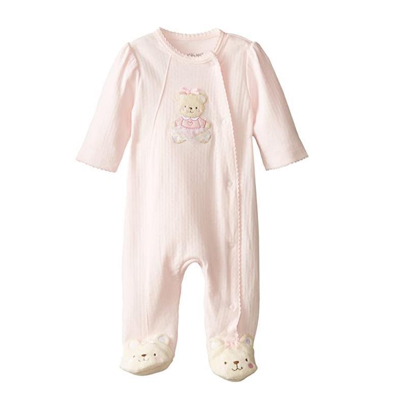 Little Me Footie Pajamas Baby Girl, Pink/Bear Image 1