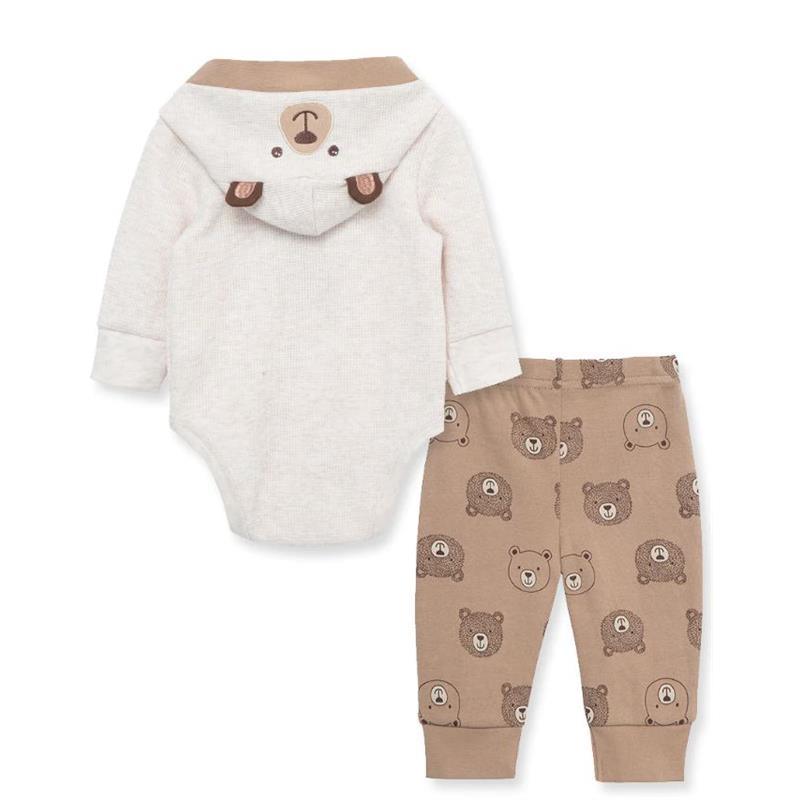 Little Me - Fuzzy Bear Waffle Knit Bodysuit & Pant Set Image 3