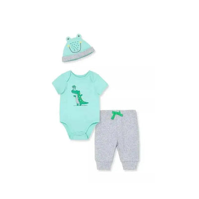 Little Me Gator Bodysuit Pant - Grey Image 1