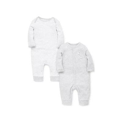 Little Me - Giraffe 2 Pack Coverall, Grey Image 1