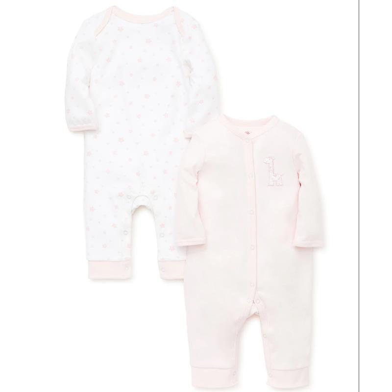 Little Me - Giraffe 2 Pack Coverall, Pink Image 1