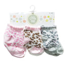 Little Me Girl 6-Pack Flat Knit Non-Slip Socks - Scalloped Edge/Animal Prints Image 1