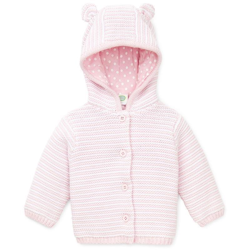 Little Me - Girl Texture Cardigan, White/Pink Image 1