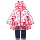 Little Me Jackets & Outerwear Heart Raincoat Jacket Set 4T, Pink & White Image 2