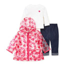 Little Me Jackets & Outerwear Heart Raincoat Jacket Set 4T, Pink & White.