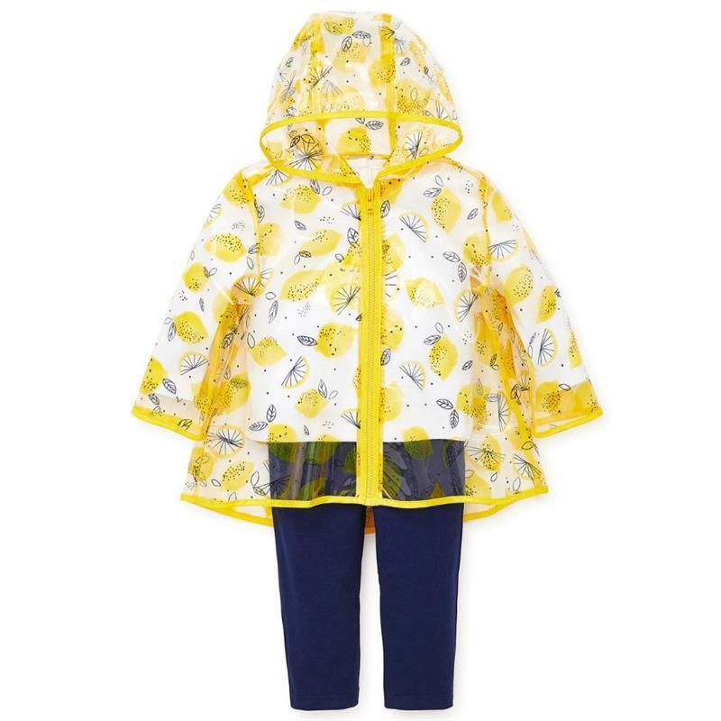 Little Me Jackets & Outerwear Lemon Raincoat Jacket Set, Yellow & White Image 2