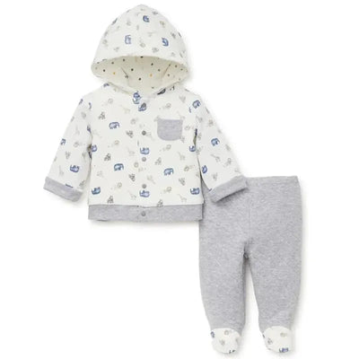 Little Me Jaunty Jungle Hoodie Set Heather Grey Image 1