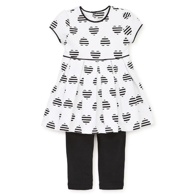 Little Me Legging Sets Heart Dress & Legging Set, Black & White Image 2