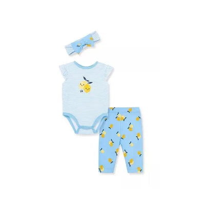 Little Me Lemons Bodysuit Pant - Blue Image 1