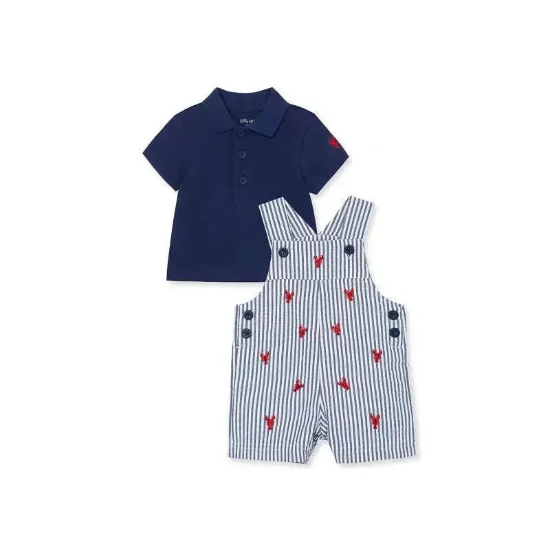 Little Me Lobster Shortall Set - Navy Image 1