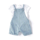 Little Me - Mini Stripe Shortall Set - Blue - Baby clothing Image 1