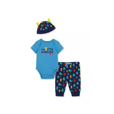 Little Me Monster Bodysuit Set - Blue Image 1