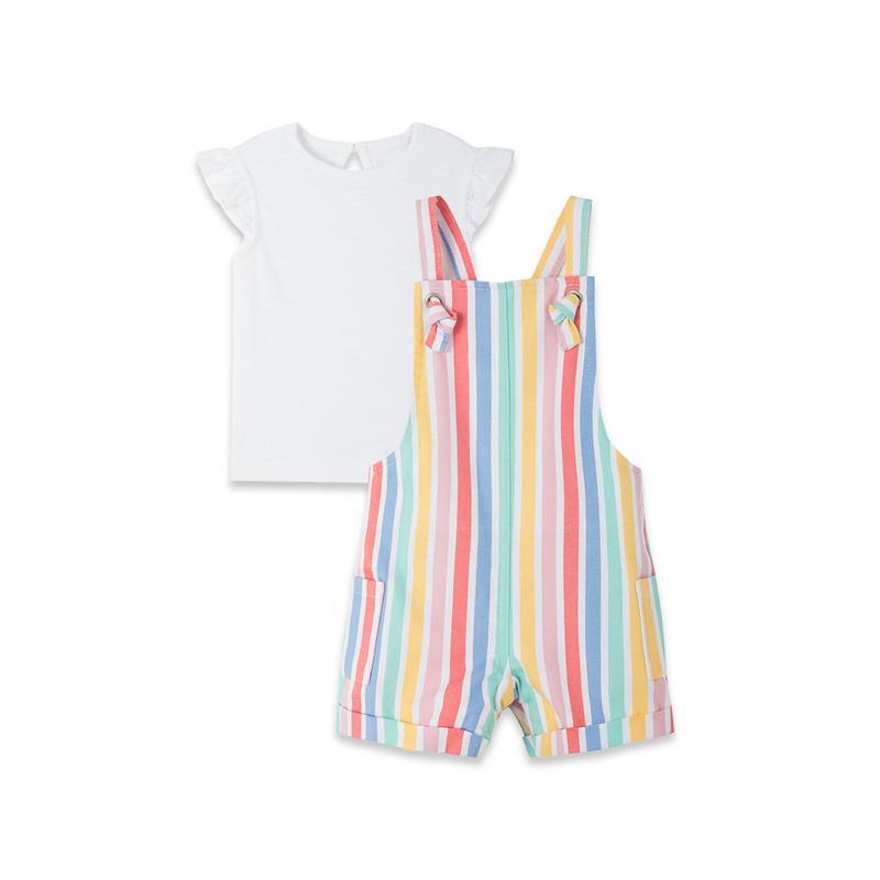 Little Me - Multi Stripe Shortall Set - Toddler Clothing Image 1