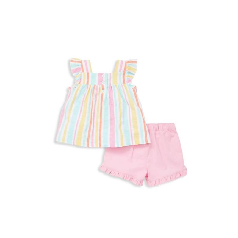 Little Me - Multi Stripe Woven Play Set Pink - Baby clothing Image 2