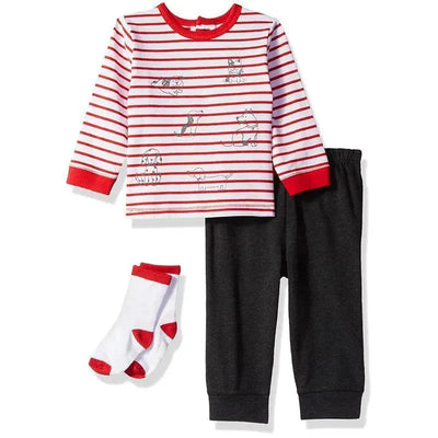 Little Me - Puppies Jogger Set, Heather Gray Image 1