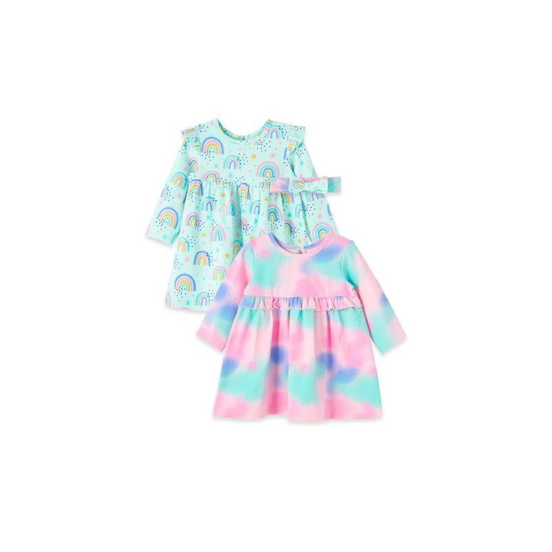 Little Me - Rainbow Knit Dress Set 2Pk, Aqua Image 1