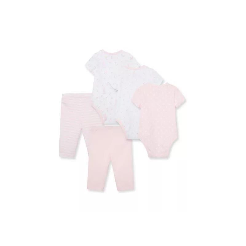 Little Me Rose 5Pc Bodysuit w/ Pants Set - Pink Image 2