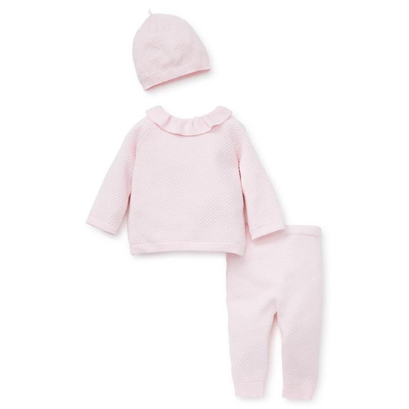Little Me - Ruffled Pink Sweater Set, Pink Image 1