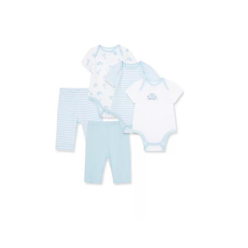Little Me Safari 5Pc Bodysuit w/ Pants Set - Blue  Image 1