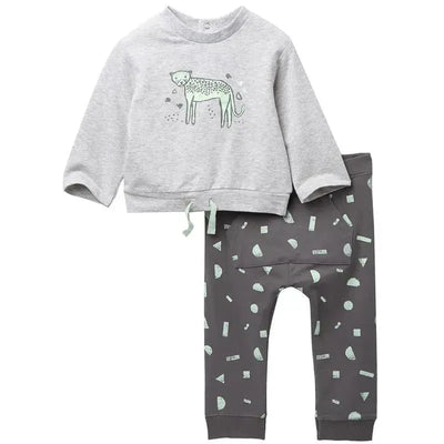 Little Me - Safari B Sweatshirt Set, Grey Image 1