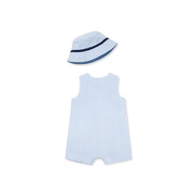 Little Me Sailboat Sunsuit & Hat - Blue Image 2