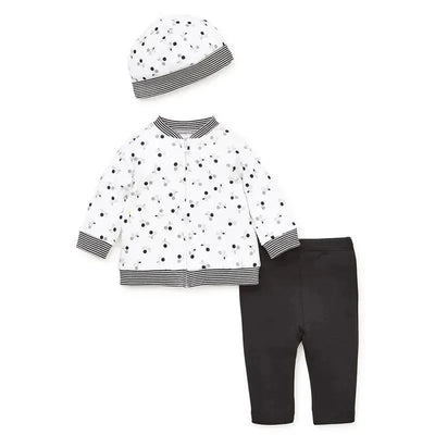 Little Me - Shiny Berry Cardigan Set, Black Image 1