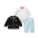 Little Me Signature Luxury Collection Baby Boys Puppy Cardigan Set 3-piece, Sweater, Pant & BowTie, Navy/Ligh Blue Image 6