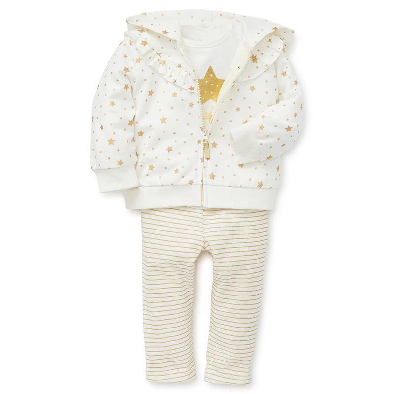 Little Me - Star Hoodie With Legging Set, Ivory Image 3